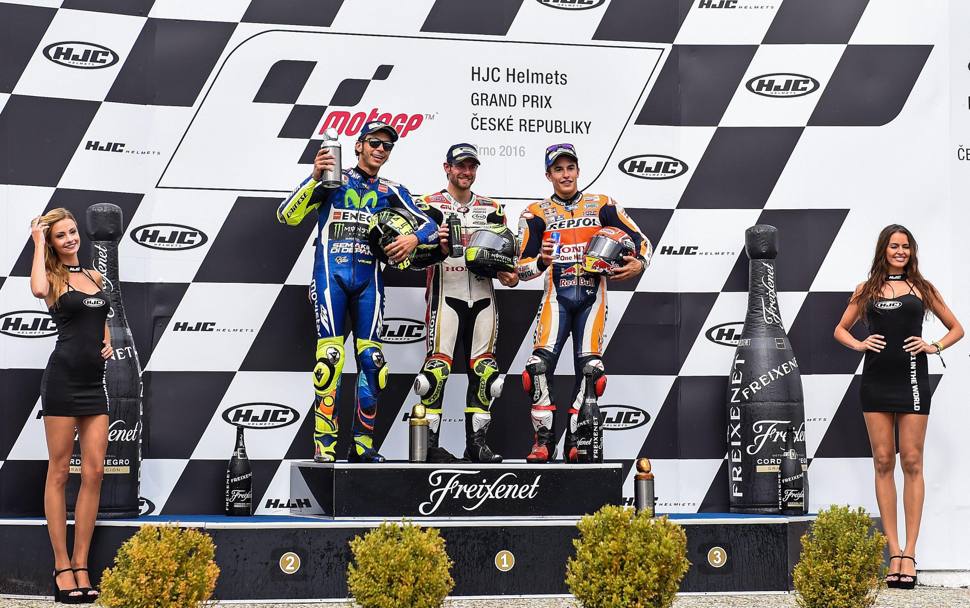 Rossi, Crutchlow e Marquez sul podio. Epa